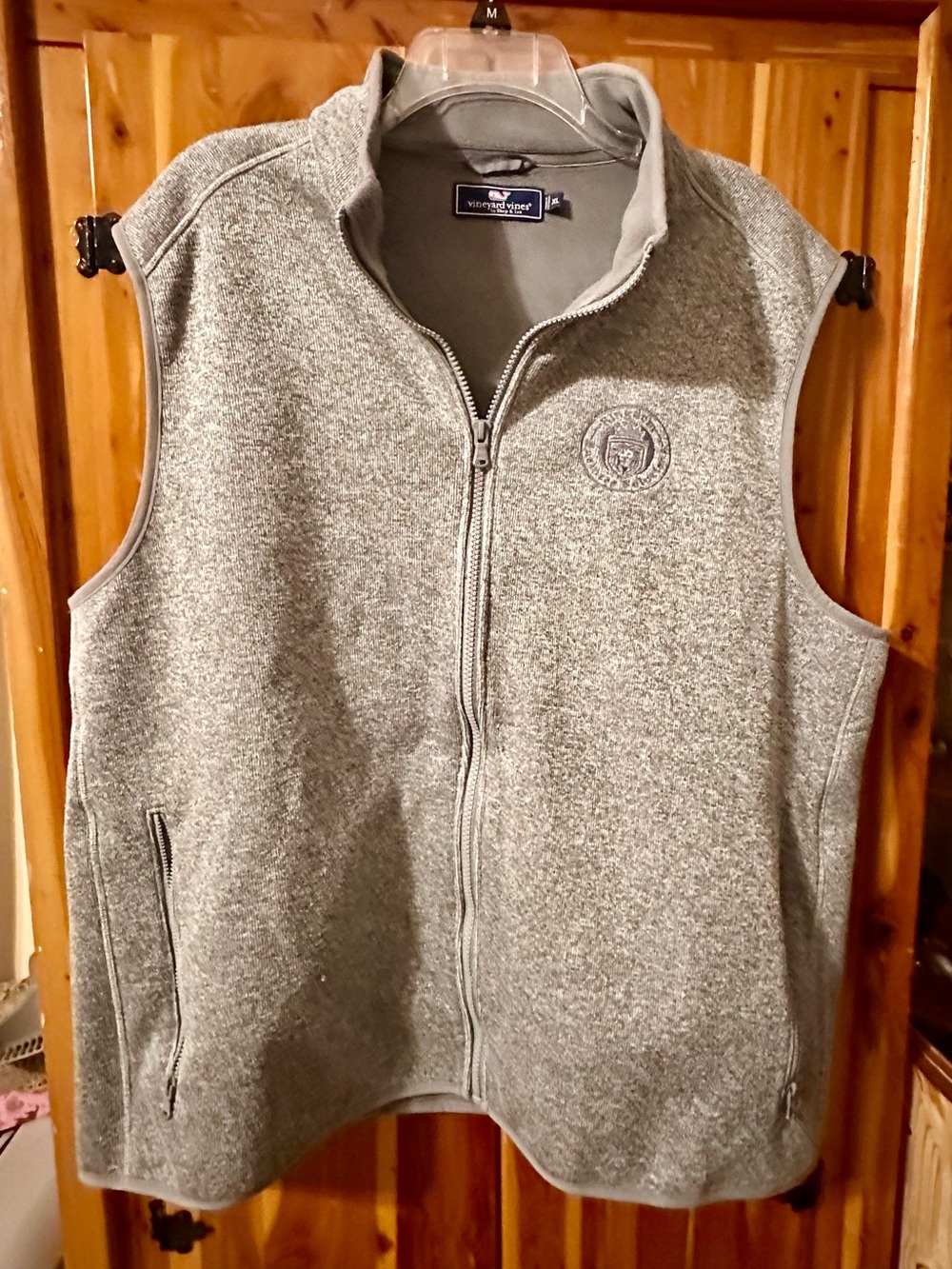 Vineyard Vines Men's Light Gray Full-Zip Fleece Vest